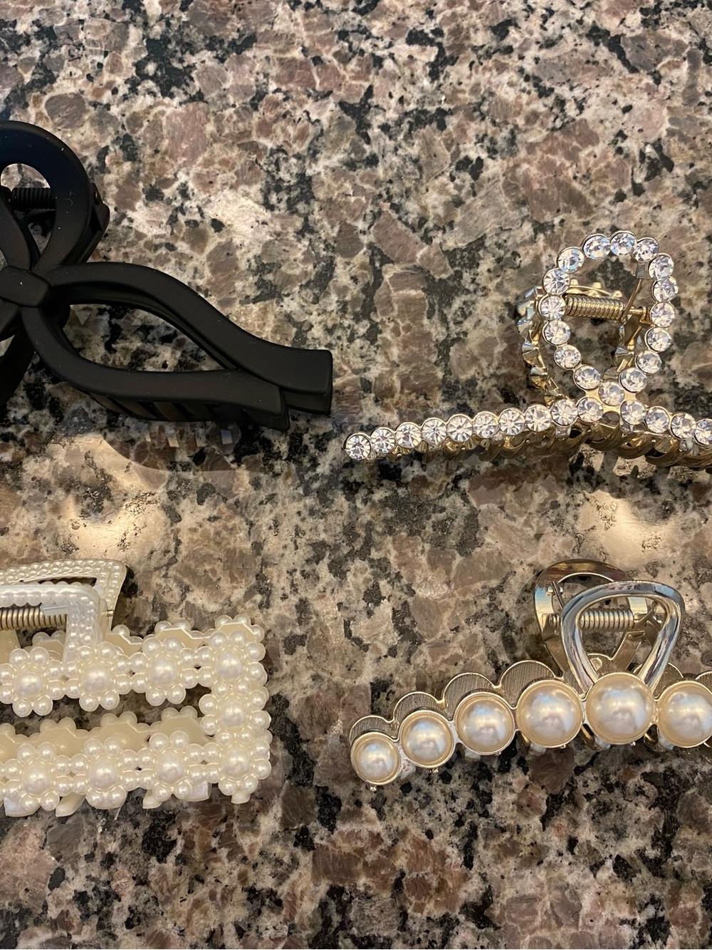 Target Women’s Hair Clip Set — Black, Gold, White Pearls